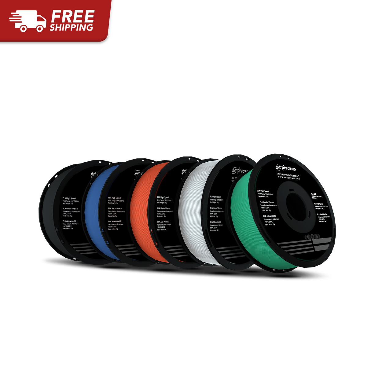 PLA Black & PLA White & Blue & Red & Green Bundle