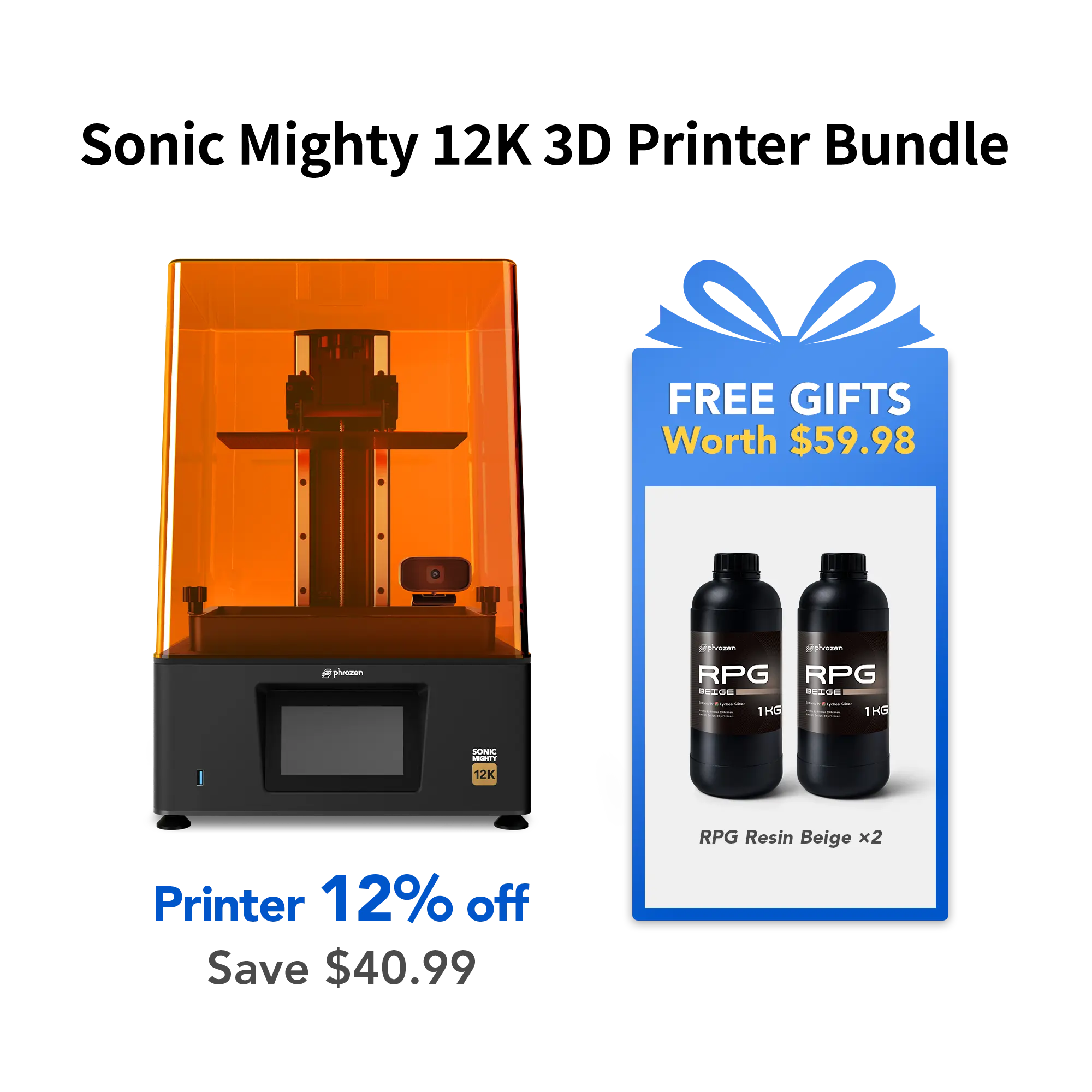 Sonic Mighty 12K 3D Printer Bundle