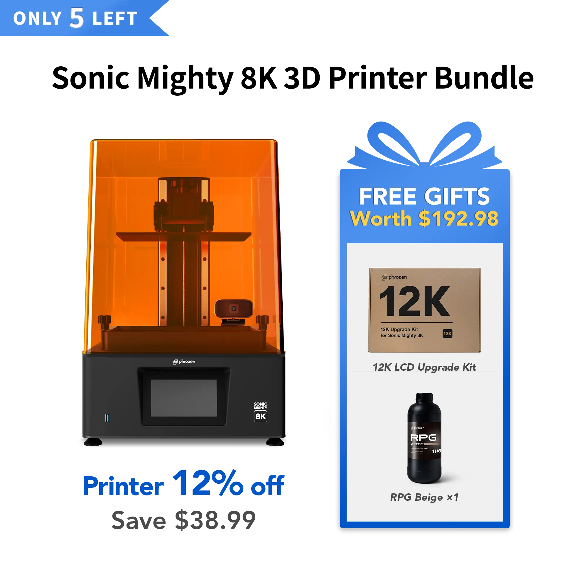 Sonic Mighty 8K 3D Printer Bundle